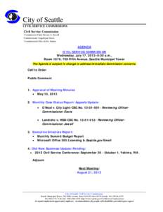 City of Seattle CIVIL SERVICE COMMISSIONS Civil Service Commission Commission Chair Steven A. Jewell Commissioner Angelique Davis