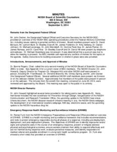 MINUTES,  NIOSH Board of Scientific Counselors, September 5, 2014