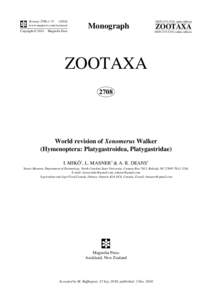 World revision of Xenomerus Walker (Hymenoptera: Platygastroidea, Platygastridae)
