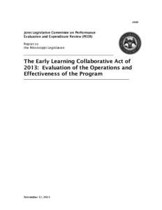 #600  Joint Legislative Committee on Performance Evaluation and Expenditure Review (PEER) Report to the Mississippi Legislature