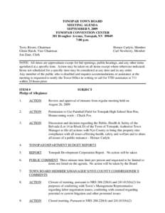 TONOPAH TOWN BOARD MEETING AGENDA SEPTEMBER 9, 2009 TONOPAH CONVENTION CENTER 301 Brougher Avenue, Tonopah, NV[removed]:00 p.m.