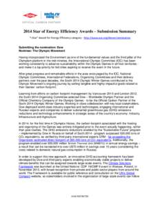 2014 Star of Energy Efficiency Awards – Submission Summary 