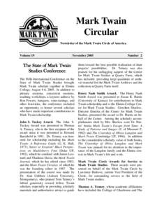 Mark Twain Circular Newsletter of the Mark Twain Circle of America Volume 19