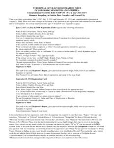 WORLD WAR I CIVILIAN REGISTRATION INDEX OF COLORADO MINORITIES (NON-WHITES) Extracted from Microfilm Rolls # 1509 CO 1-CO 2, and CO 6-CO 9 Alamosa, Arapahoe, Archuleta, Baca Counties, and Denver City There were three reg
