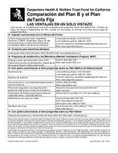 Carpenters Health & Welfare Trust Fund for California  Comparación del Plan B y el Plan deTarifa Fija LAS VENTAJAS EN UN SOLO VISTAZO Este resumen es una descripción breve de los beneficios de Carpenters Health and Wel