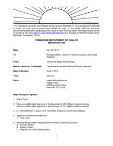 The Tennessee Sunshine Law Passed by the General Assembly in 1974 requires that meetings of state, city and county government bodies be open to the public and that any such governmental body give adequate public notice o