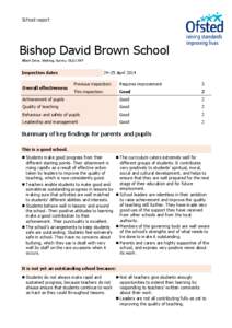 PROTECT - INSPECTION: (Report for sign off, 442471, The Bishop David Brown School) Type=QA, DocType=Inspection Report, Inspection=442471, ISPUniqueID=