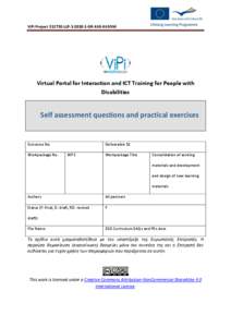 ViPi Project[removed]LLP[removed]GR-KA3-KA3NW  Virtual Portal for Interaction and ICT Training for People with Disabilities  Self assessment questions and practical exercises