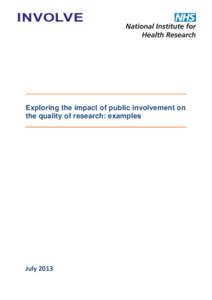 Exploring the impact of public involvement on the quality of research