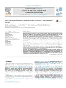 Sleep / Neurophysiology / Abnormal psychology / Dream / Psychiatric diagnosis / Sleep deprivation / Dissociative disorder / Mood / Dissociative / Dissociation / Nap / Rapid eye movement sleep