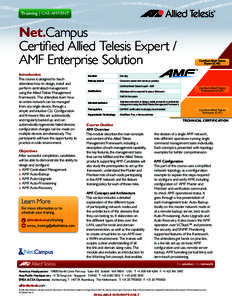 Training | CAE-AMF/ENT  Net.Campus Certified Allied Telesis Expert / AMF Enterprise Solution Introduction