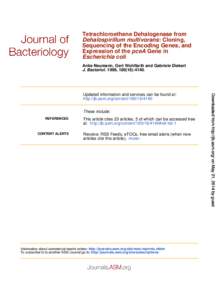 Tetrachloroethene Dehalogenase from Dehalospirillum multivorans: Cloning, Sequencing of the Encoding Genes, and