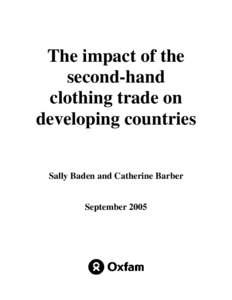 The impact of the second-hand clothing trade on developing countries Sally Baden and Catherine Barber