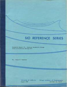 SIO REFERENCE SERIES Manometer Report IV: Internal Manometric Volume Ratio Calibrations During 1974 by: