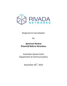 Response to Consultation for Spectrum Review Potential Reform Directions  Australian Government