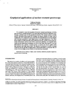 Geological Society of America Special PaperGeophysical applications of nuclear resonant spectroscopy Wolfgang Sturhahn