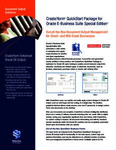Document Output Solutions Create!form QuickStart Package for Oracle E-Business Suite Special Edition ®