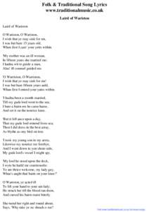 Folk & Traditional Song Lyrics - Laird of Wariston