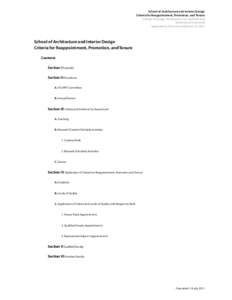 School of Architecture and Interior Design Criteria for Reappointment, Promotion, and Tenure College of Design, Architecture, Art, and Planning University of Cincinnati Approved by Provost on February 13, 2011