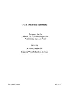 FDA Executive Summary  Prepared for the March 18, 2011 meeting of the Neurologic Devices Panel P100018