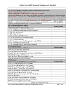 NM Certified Jail Professional Requirements Checklist The NM EDGE (Education Designed to Generate Excellence in the public sector) A Program of NM Cooperative Extension Service “NM Certified Jail Professional” Curric