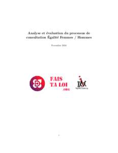 Analyse et évaluation du processus de consultation Égalité Femmes / Hommes Novembre