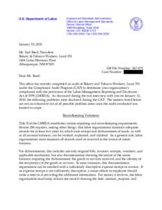 U.S. Department of Labor  Employment Standards Administration Office of Labor-Management Standards Denver District Office 1999 Broadway, Suite 2435