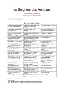 Le Seigneur des Anneaux Document produit par Elbakin.net Chapitre corrigé par Rosie et Foradan » Livre 3, Chapitre 5 Le Cavalier Blanc