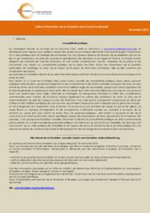 Lettre d’information de la Fondation pour le droit continental  Novembre 2010  Editorial : Compétitivité juridique