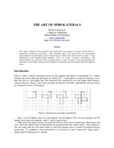 THE ART OF SPIROLATERALS Robert J. Krawczyk College of Architecture Illinois Institute of Technology  http://www.iit.edu/~krawczyk