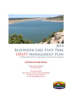 Bluewater Lake State Park Management Plan 2014 DRAFT