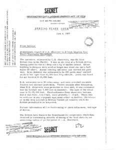 Preliminary Report of U.S. Observer to British Megaton Test Trials (Operation GRAPPLE), June 4, 1957
