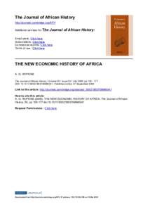 The Journal of African History http://journals.cambridge.org/AFH Additional services for The Journal of African History: