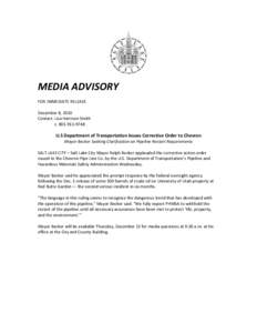      MEDIA ADVISORY    