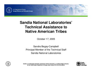 Sandia National Laboratories’ Technical Assistance to Native American Tribes