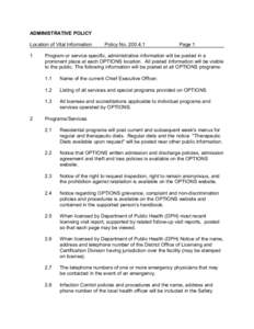 ADMINISTRATIVE POLICY Location of Vital Information 1 2