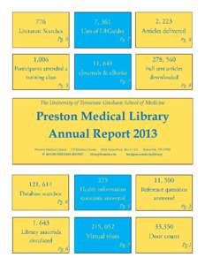 3  The University of Tennessee Graduate School of Medicine Preston Medical Library Annual Report 2013