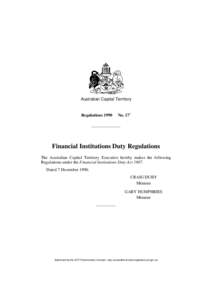 Australian Capital Territory  Regulations 1990 No. 171