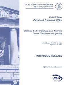 U.S. DEPARTMENT OF COMMERCE Office of Inspector General United States Patent and Trademark Office