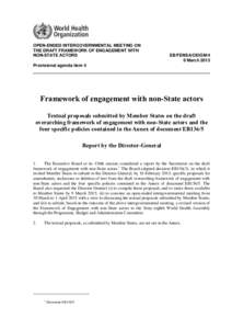 OPEN-ENDED INTERGOVERNMENTAL MEETING ON THE DRAFT FRAMEWORK OF ENGAGEMENT WITH NON-STATE ACTORS EB/FENSA/OEIGM/4 9 March 2015