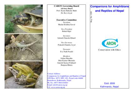 Companions for Amphibians  Prof. Karan Bahadur Shah Dr. Ravi Aryal  and Reptiles of Nepal