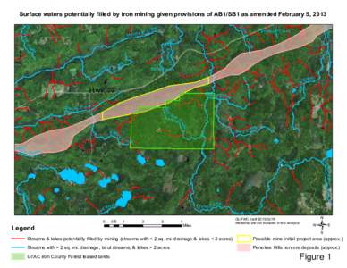 Surface waters potentially filled by iron mining given provisions of AB1/SB1 as amended February 5, 2013  ors k y Cr J av  Dunn Creek