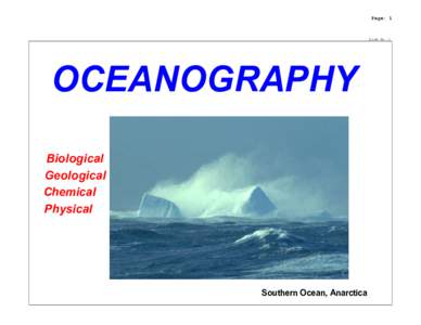 Page: 1  Slide No. 1 OCEANOGRAPHY Biological
