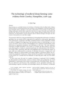 me die v al s h ee p f ar min g  The technology of medieval sheep farming: some evidence from Crawley, Hampshire, 1208–1349 by Mark Page Abstract