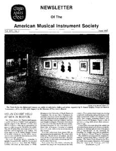 NEWSLETTER Of The American Musical Instrument Society June 1987