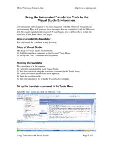 Using the translator the Visual studio environment