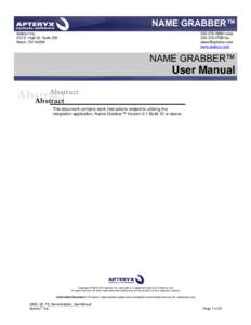 NAME GRABBER™ Apteryx Inc. 313 S. High St. Suite 200 Akron, OH0889 voice