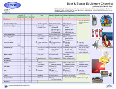 Boat & Boater Equipment Checklist  LOGO powerboats[removed]feet Confident and safe boating relies upon the boat and each person aboard being properly equipped. This checklist will help ensure you have what you need, and it