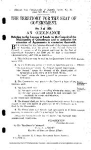 [Extract from Commonwealth of Australia Gazette, No. 30, dated 28th March, [removed]THE TERRITORY FOR THE SEAT OF GOVERNMENT. No. 3 of 1929.