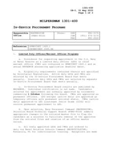 CH-3, 01 May 2003 Page 1 of 3 MILPERSMANIN-SERVICE PROCUREMENT PROGRAMS